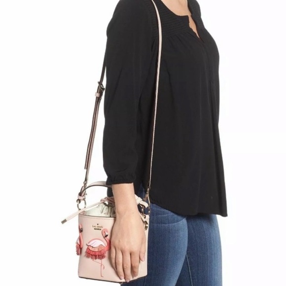 Kate Spade Flamingo By The Pool Crossbody Bucket - Picture 6 of 8